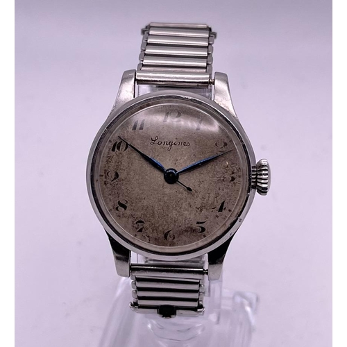 330 - A WWII MILITARY LONGINES PILOTS GENTS WATCH ENGRAVED 6B159 SEEN WORKING AND KEPT TIME OVER A 24 HOUR... 