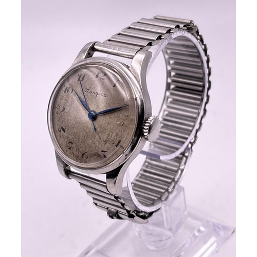 330 - A WWII MILITARY LONGINES PILOTS GENTS WATCH ENGRAVED 6B159 SEEN WORKING AND KEPT TIME OVER A 24 HOUR... 