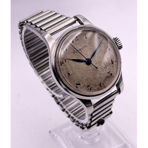 330 - A WWII MILITARY LONGINES PILOTS GENTS WATCH ENGRAVED 6B159 SEEN WORKING AND KEPT TIME OVER A 24 HOUR... 