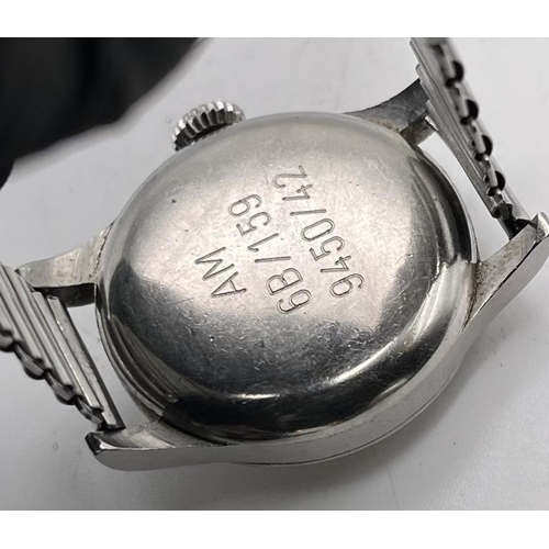 330 - A WWII MILITARY LONGINES PILOTS GENTS WATCH ENGRAVED 6B159 SEEN WORKING AND KEPT TIME OVER A 24 HOUR... 