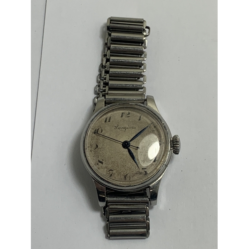 330 - A WWII MILITARY LONGINES PILOTS GENTS WATCH ENGRAVED 6B159 SEEN WORKING AND KEPT TIME OVER A 24 HOUR... 