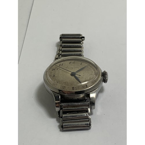 330 - A WWII MILITARY LONGINES PILOTS GENTS WATCH ENGRAVED 6B159 SEEN WORKING AND KEPT TIME OVER A 24 HOUR... 