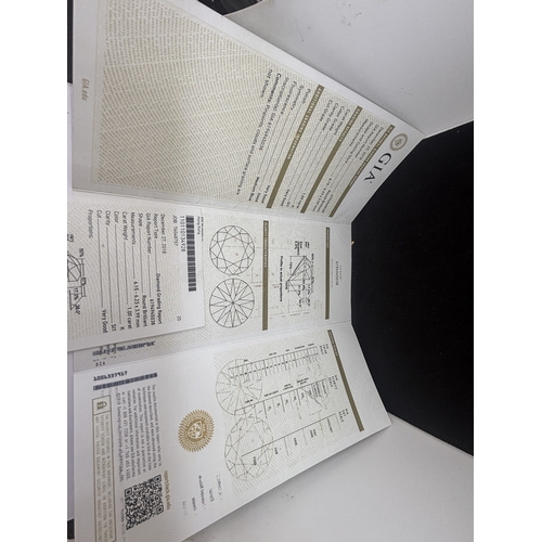 616 - A MARKED 14 CARAT GOLD RING WITH A 1 CARAT SOLITAIRE DIAMOND SIZE O/P IN A PRESENTATION BOX WITH GIA... 