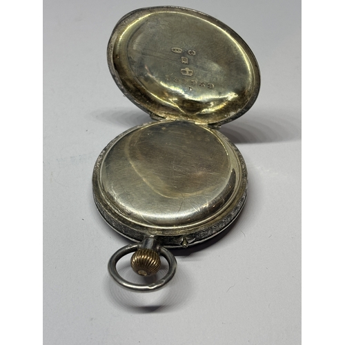 332 - TWO MARKED SILVER LADIES POCKET WATCHES ONE MARKED 925 WITH DECORATIVE WHITE ENAMEL FACE AND ROMAN N... 