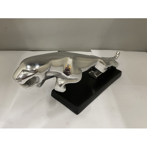 33 - A CHROME JAGUAR CAR MASCOT ON BASE