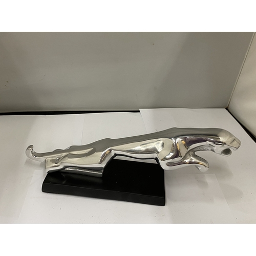 33 - A CHROME JAGUAR CAR MASCOT ON BASE