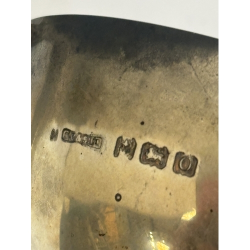50 - A HALLMARKED SILVER BIRMINGHAM TWIN HANDLED ENGRAVED TROPHY ON BASE - WEIGHT 200G