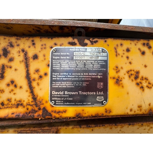 216 - DAVID BROWN 885 TRACTOR WITH LOADER BUCKET & FORKS HYDRAULIC BUCKET & FORKS PIPED FOR HYDRAULIC ATTA... 