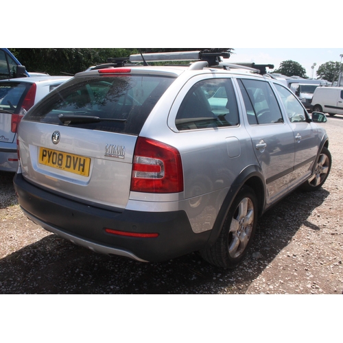 192 - SKODA OCTAVIA SCOUT TDI ALL WHEEL DRIVE  SILVER 5 DOOR MANUAL DIESEL  PY08DVH, NO MOT.FIRST REG 30/0... 