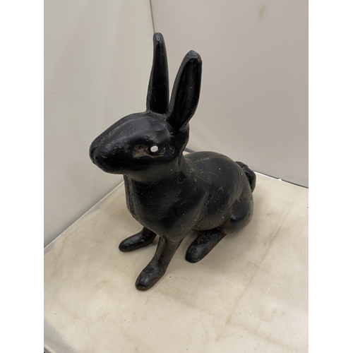 32 - A VICTORIAN CAST IRON MODEL OF A RABBIT, HEIGHT 29CM