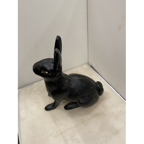 32 - A VICTORIAN CAST IRON MODEL OF A RABBIT, HEIGHT 29CM