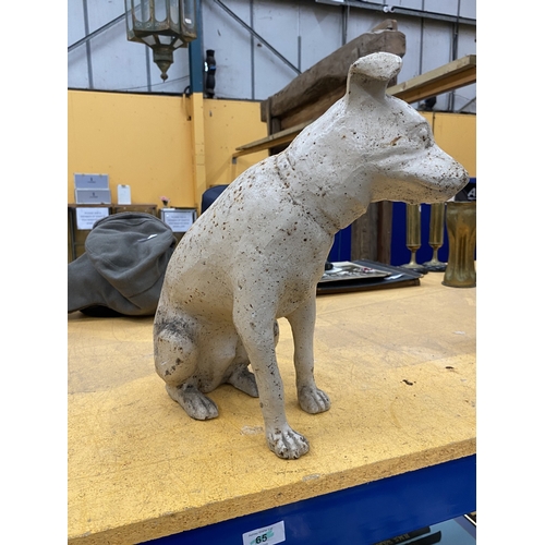 49 - A VICTORIAN CAST IRON HMV NIPPER DOG, HEIGHT APPROX 34CM