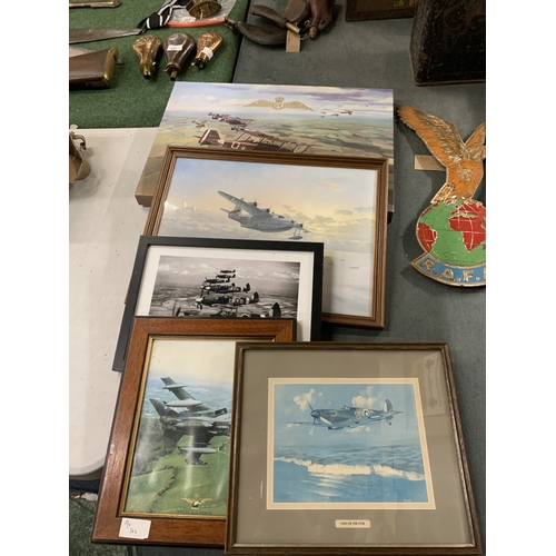 302 - A COLLECTION OF FIVE RAF WORLD WAR I AND WORLD WAR II PICTURES OF PLANES