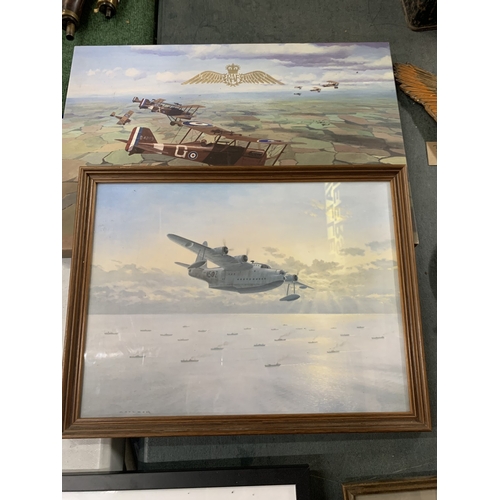 302 - A COLLECTION OF FIVE RAF WORLD WAR I AND WORLD WAR II PICTURES OF PLANES