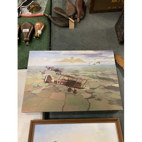 302 - A COLLECTION OF FIVE RAF WORLD WAR I AND WORLD WAR II PICTURES OF PLANES