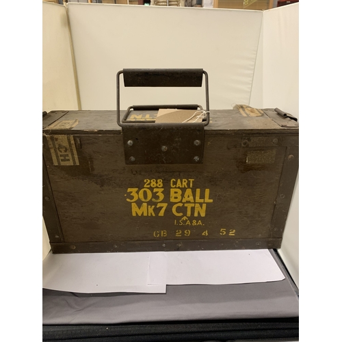 319 - A VINTAGE .303 PAINTED WOOD CARTRIDGE BOX