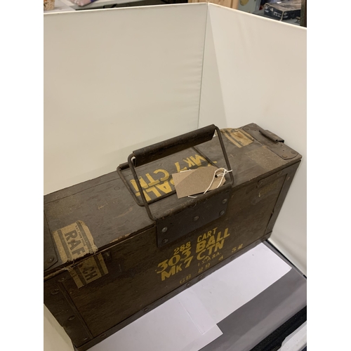 319 - A VINTAGE .303 PAINTED WOOD CARTRIDGE BOX