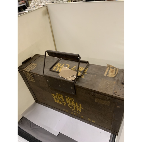 319 - A VINTAGE .303 PAINTED WOOD CARTRIDGE BOX