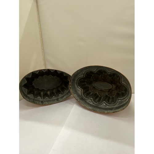 10 - TWO VICTORIAN COPPER JELLY MOULDS, ONE MARKED BOLLANDS, CHESTER