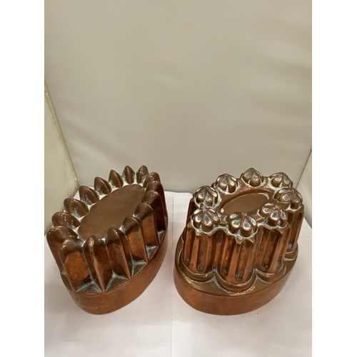 10 - TWO VICTORIAN COPPER JELLY MOULDS, ONE MARKED BOLLANDS, CHESTER