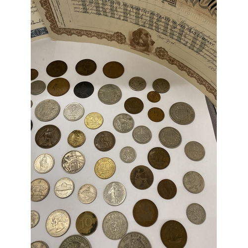 18 - A COLLECTION OF COINS TO INCLUDE A SILVER QUEEN WILHELMINA 2½ GUILDERS DATED 1930, A QUEEN VICTORIA ... 