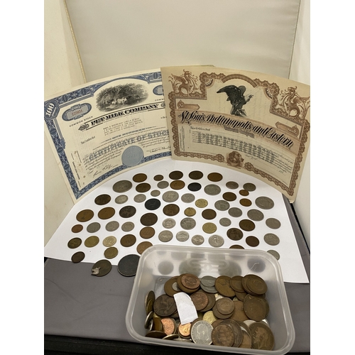 18 - A COLLECTION OF COINS TO INCLUDE A SILVER QUEEN WILHELMINA 2½ GUILDERS DATED 1930, A QUEEN VICTORIA ... 
