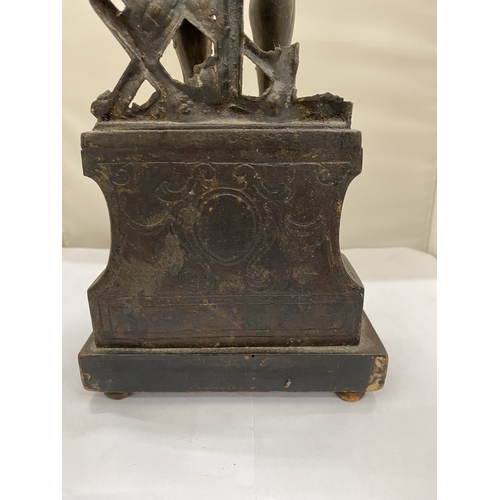 36 - A SPELTER FIGURE OF EDWARD THE BLACK PRINCE, HEIGHT 47CM