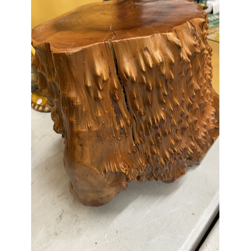 42 - A LARGE BUR WOOD ROOT SCULPTURE, HEIGHT 30CM