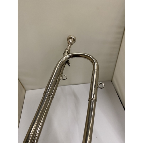 45 - A VINTAGE SILVER PLATED FANFARE TRUMPET