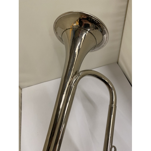 45 - A VINTAGE SILVER PLATED FANFARE TRUMPET