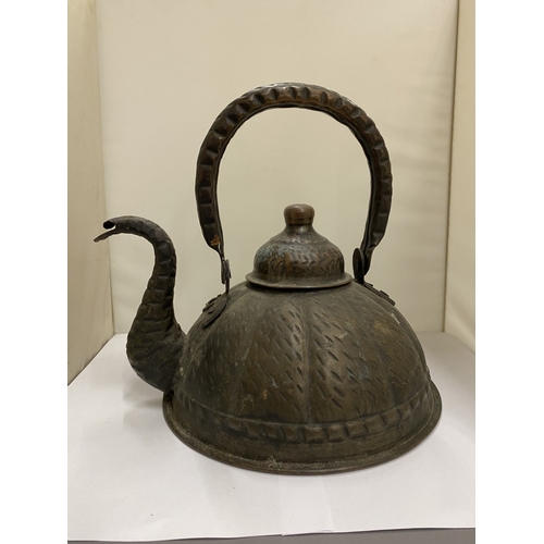 48 - A VINTAGE COPPER TRAVELLER'S KETTLE