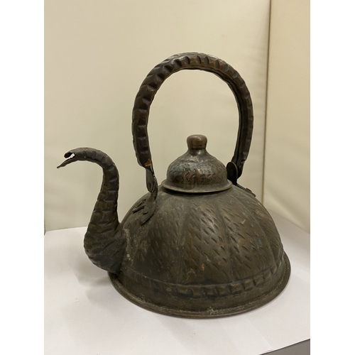 48 - A VINTAGE COPPER TRAVELLER'S KETTLE