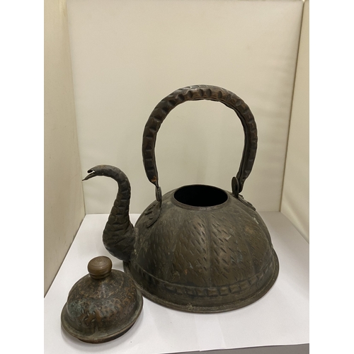 48 - A VINTAGE COPPER TRAVELLER'S KETTLE