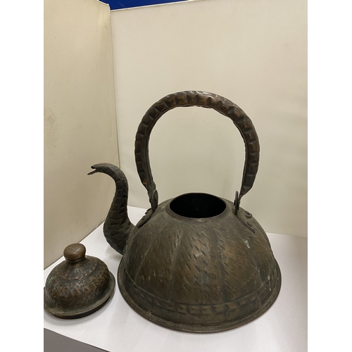 48 - A VINTAGE COPPER TRAVELLER'S KETTLE