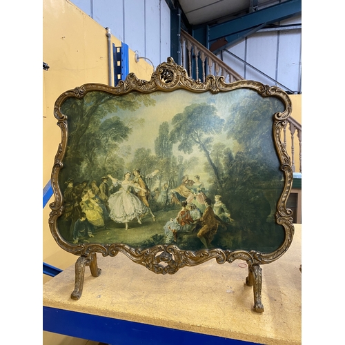 49 - A FRENCH ROCOCO FIRE GUARD/SCREEN BASED ON NICOLAS LANCRETS 'LA CAMARGO DANCING', FEATURING MARIA AN... 