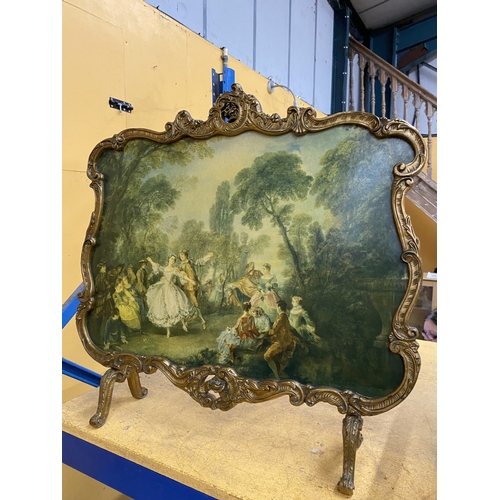 49 - A FRENCH ROCOCO FIRE GUARD/SCREEN BASED ON NICOLAS LANCRETS 'LA CAMARGO DANCING', FEATURING MARIA AN... 