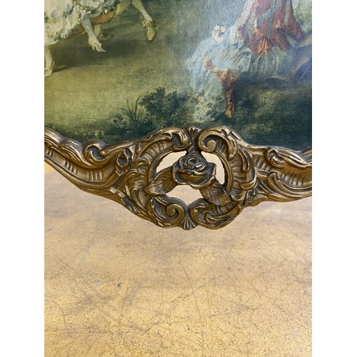 49 - A FRENCH ROCOCO FIRE GUARD/SCREEN BASED ON NICOLAS LANCRETS 'LA CAMARGO DANCING', FEATURING MARIA AN... 