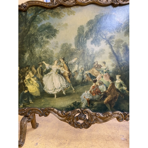 49 - A FRENCH ROCOCO FIRE GUARD/SCREEN BASED ON NICOLAS LANCRETS 'LA CAMARGO DANCING', FEATURING MARIA AN... 