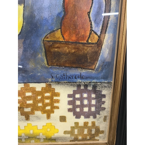 53 - A SIGNED SUSAN GATHERCOLE RCA (GLASGOW), MIXED MEDIA PAINTING 'BIRD AND BRETHYN', 2019 IN A CONTEMPO... 