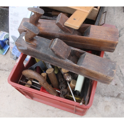 92 - BOXES OF ASSORTED WOODWORK TOOLS  NO VAT