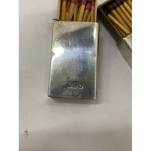 40A - TWO HALLMARKED SILVER MATCHBOX COVERS, ONE BIRMINGHAM, ONE CHESTER WEIGHT 21g