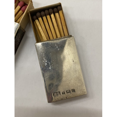 40A - TWO HALLMARKED SILVER MATCHBOX COVERS, ONE BIRMINGHAM, ONE CHESTER WEIGHT 21g