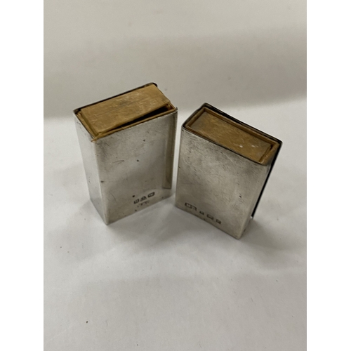 40A - TWO HALLMARKED SILVER MATCHBOX COVERS, ONE BIRMINGHAM, ONE CHESTER WEIGHT 21g