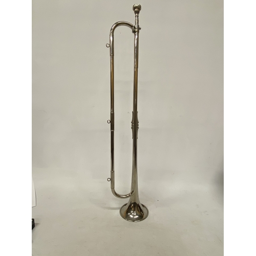 35 - A VINTAGE SILVER PLATED BOOSEY AND HAWKES FANFARE TRUMPET
