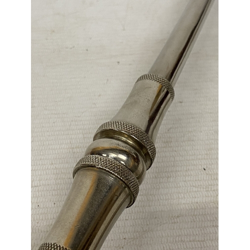 35 - A VINTAGE SILVER PLATED BOOSEY AND HAWKES FANFARE TRUMPET