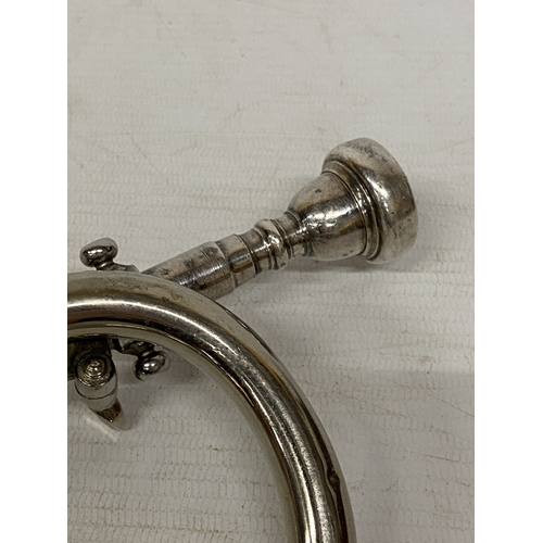 35 - A VINTAGE SILVER PLATED BOOSEY AND HAWKES FANFARE TRUMPET