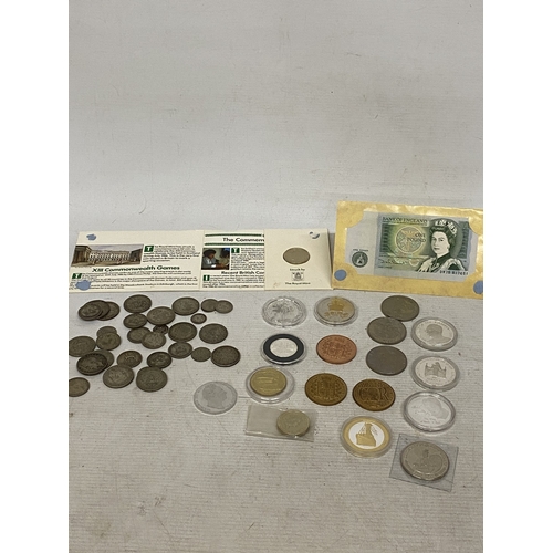 51 - A TUB OF COINS TO INCLUDE 219 GMS, 7.5 OZS OF PRE 1947 SILVER COINAGE, 1986 COMMONWEALTH GAMES £2 CO... 