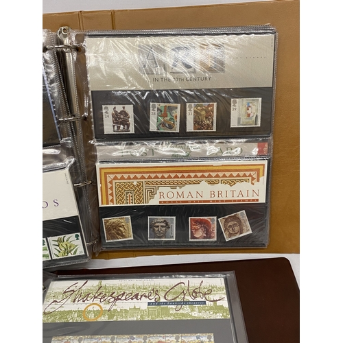 52 - A BOX CONTAINING THREE ROYAL MAIL PRESENTATION PACK ALBUMS PLUS A FILE BOX CONTAINING THE LINCOLN PO... 