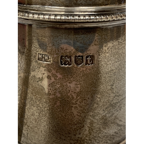 1 - A MAPPIN AND WEBB HALLMARKED LONDON SILVER LIDDED TANKARD, WEIGHT 689g