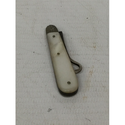 26 - A HALLMARKED SILVER AND MOTHER OF PEARL HANDLED BUTTON HOOK